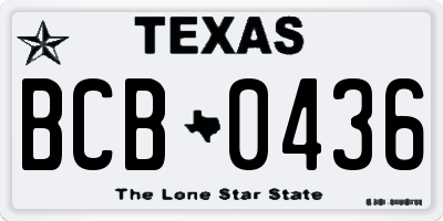 TX license plate BCB0436