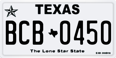 TX license plate BCB0450