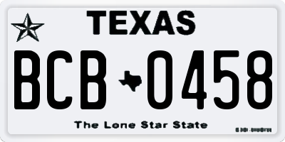 TX license plate BCB0458