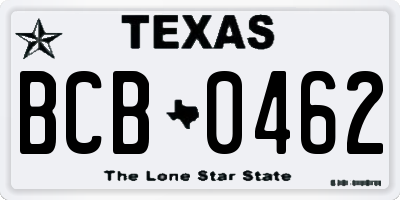 TX license plate BCB0462