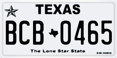 TX license plate BCB0465