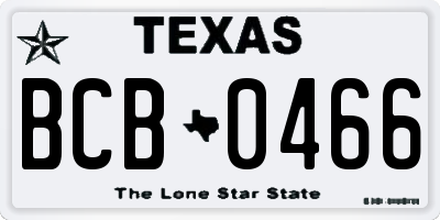 TX license plate BCB0466