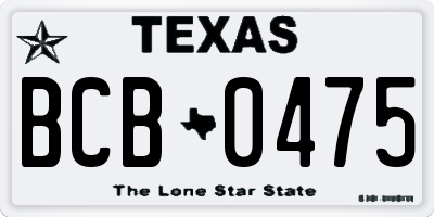 TX license plate BCB0475
