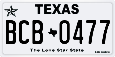 TX license plate BCB0477
