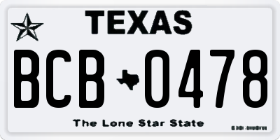 TX license plate BCB0478