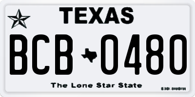 TX license plate BCB0480