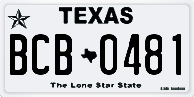 TX license plate BCB0481