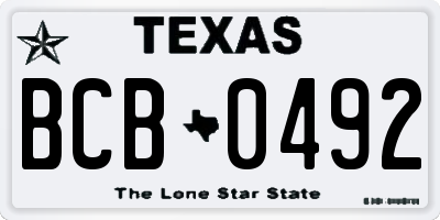 TX license plate BCB0492