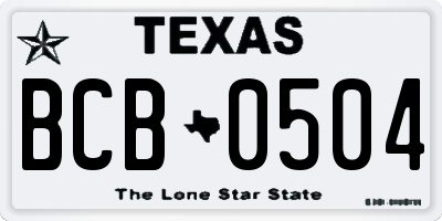 TX license plate BCB0504