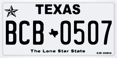 TX license plate BCB0507