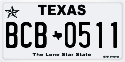 TX license plate BCB0511