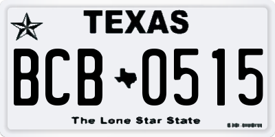 TX license plate BCB0515
