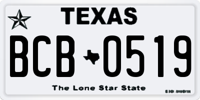 TX license plate BCB0519