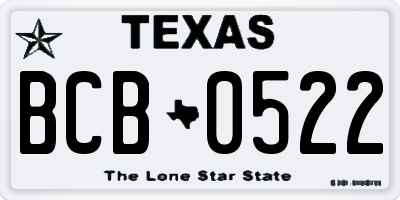 TX license plate BCB0522