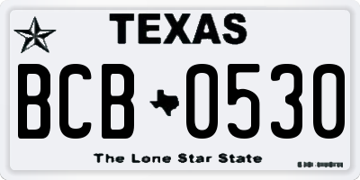 TX license plate BCB0530
