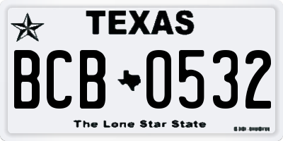 TX license plate BCB0532