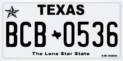 TX license plate BCB0536