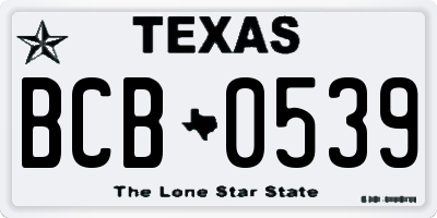 TX license plate BCB0539