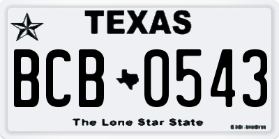 TX license plate BCB0543