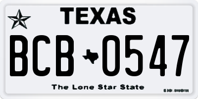 TX license plate BCB0547