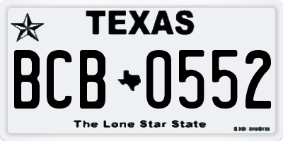 TX license plate BCB0552