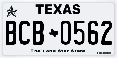 TX license plate BCB0562