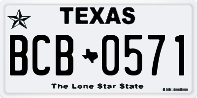 TX license plate BCB0571