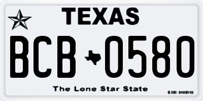 TX license plate BCB0580