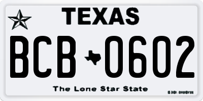TX license plate BCB0602
