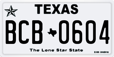 TX license plate BCB0604