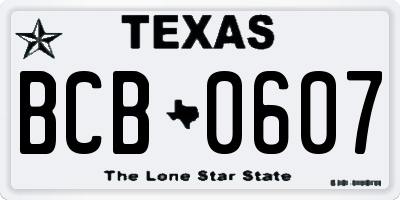 TX license plate BCB0607