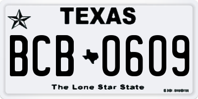 TX license plate BCB0609
