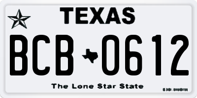 TX license plate BCB0612
