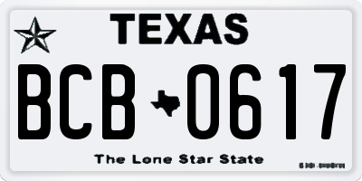 TX license plate BCB0617