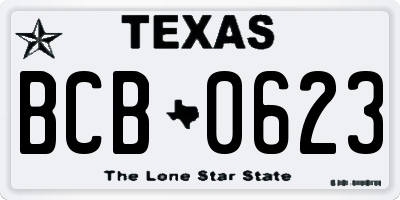 TX license plate BCB0623