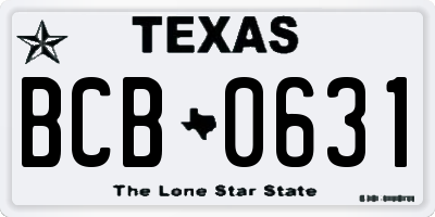 TX license plate BCB0631