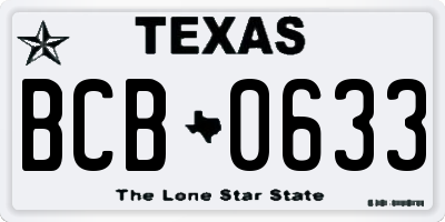 TX license plate BCB0633
