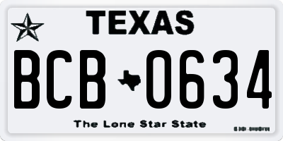 TX license plate BCB0634