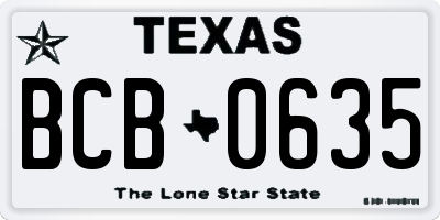 TX license plate BCB0635
