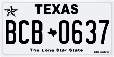 TX license plate BCB0637