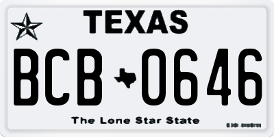 TX license plate BCB0646