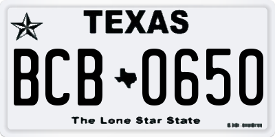 TX license plate BCB0650