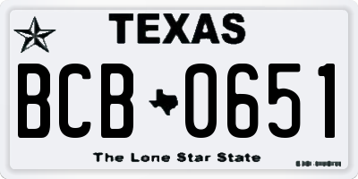 TX license plate BCB0651