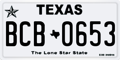 TX license plate BCB0653