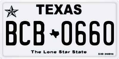 TX license plate BCB0660