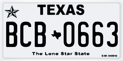 TX license plate BCB0663