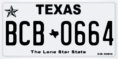 TX license plate BCB0664