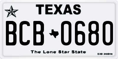 TX license plate BCB0680