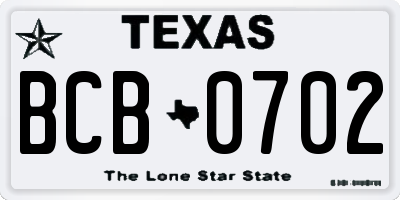 TX license plate BCB0702