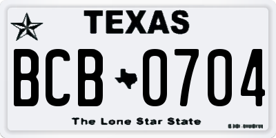 TX license plate BCB0704